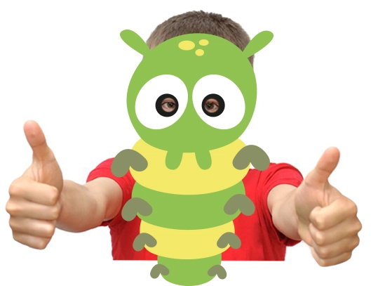 Kid wearing a printable caterpillar mask