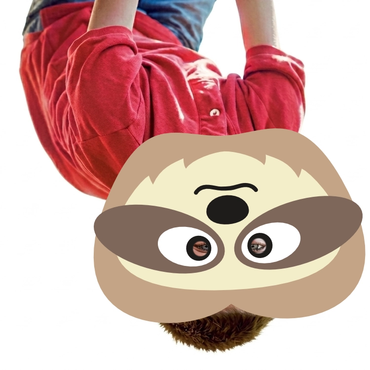 Child wearing a printable sloth mask